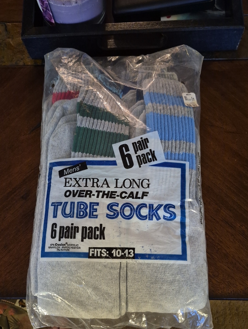 Vintage Kmart 1980s Over Calf Tube Socks 6 Pack New Old Stock
